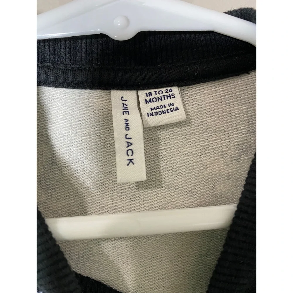 Jane and Jack Floral Puff Sleeve Sweatshirt Black Cream Girls‎ 18-24 Months